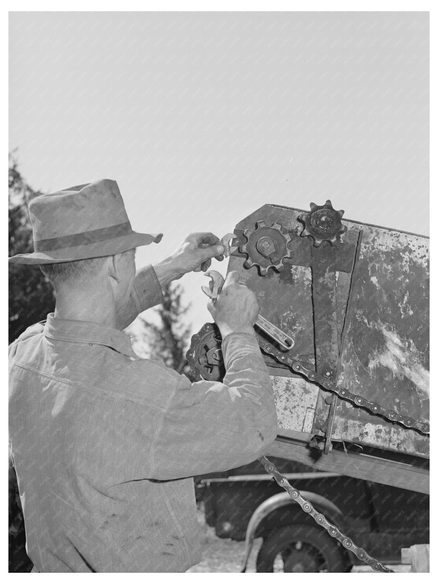 1941 Repairing a Combine in Latah County Idaho - Available at KNOWOL