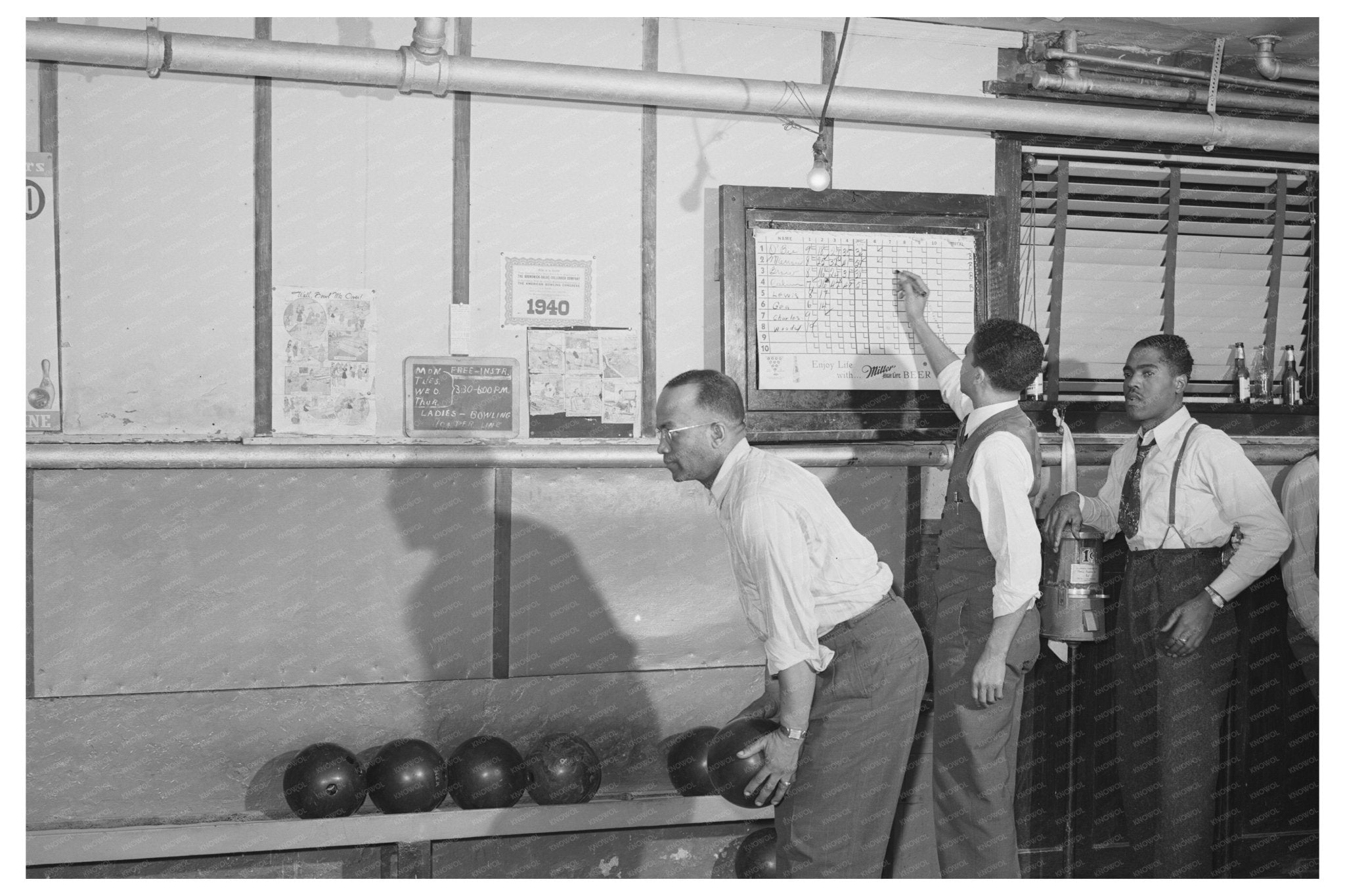 1941 Vintage Chicago Bowling Alley Photograph - Available at KNOWOL