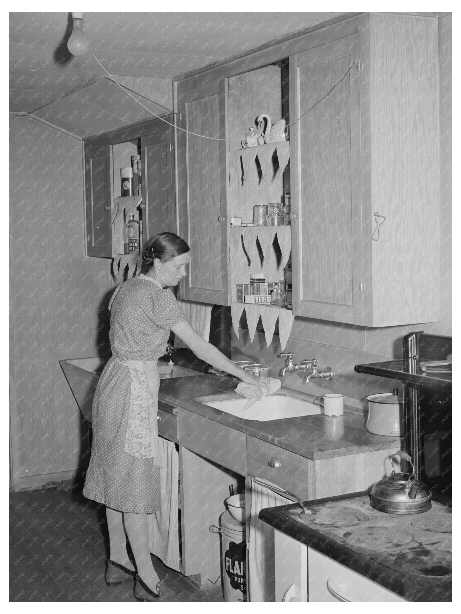 1941 Vintage Photo of Farm Worker’s Wife in Idaho Kitchen - Available at KNOWOL