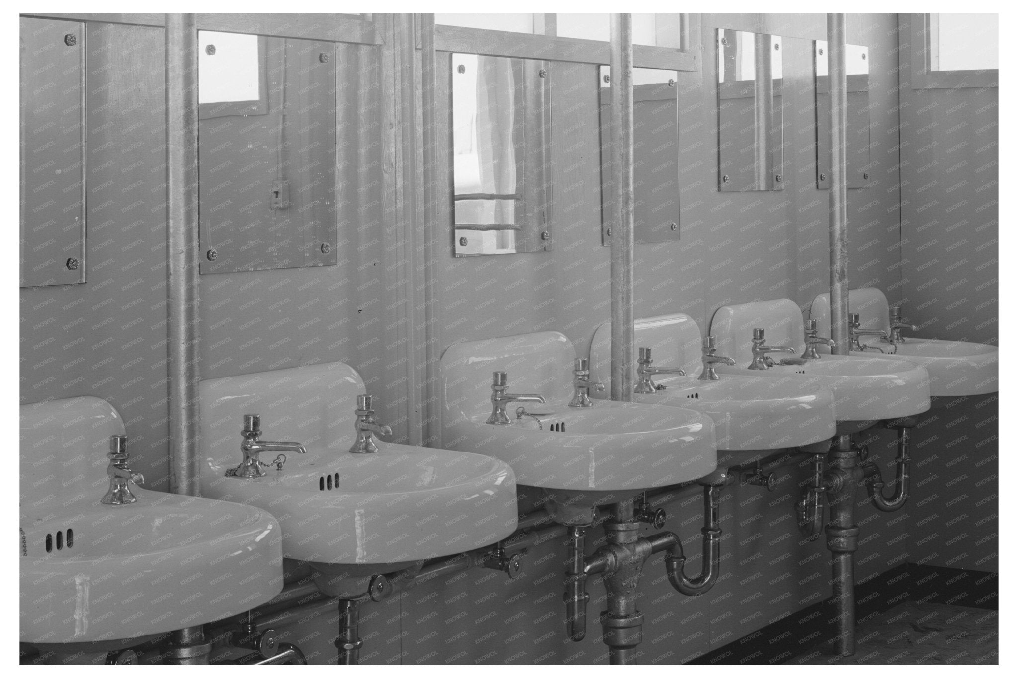 1941 Vintage Washbasins at San Diego Defense Camp - Available at KNOWOL