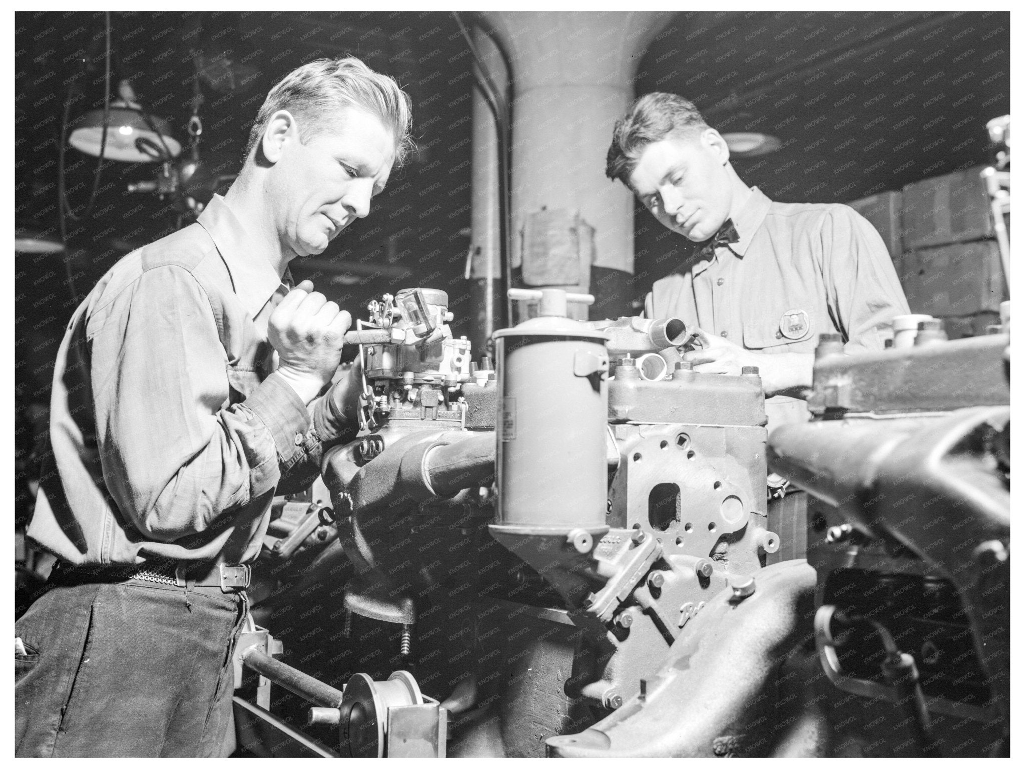 1941 White Motor Company Workers Assembling Army Halftrack Engine - Available at KNOWOL