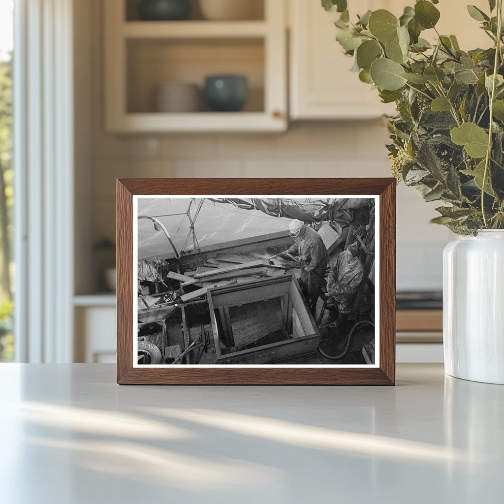 1941 Workers Washing Fishing Boat in Astoria Oregon - Available at KNOWOL