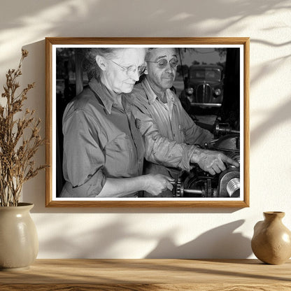 1942 Earl La Roe and Wife in Garage Workshop Florida - Available at KNOWOL