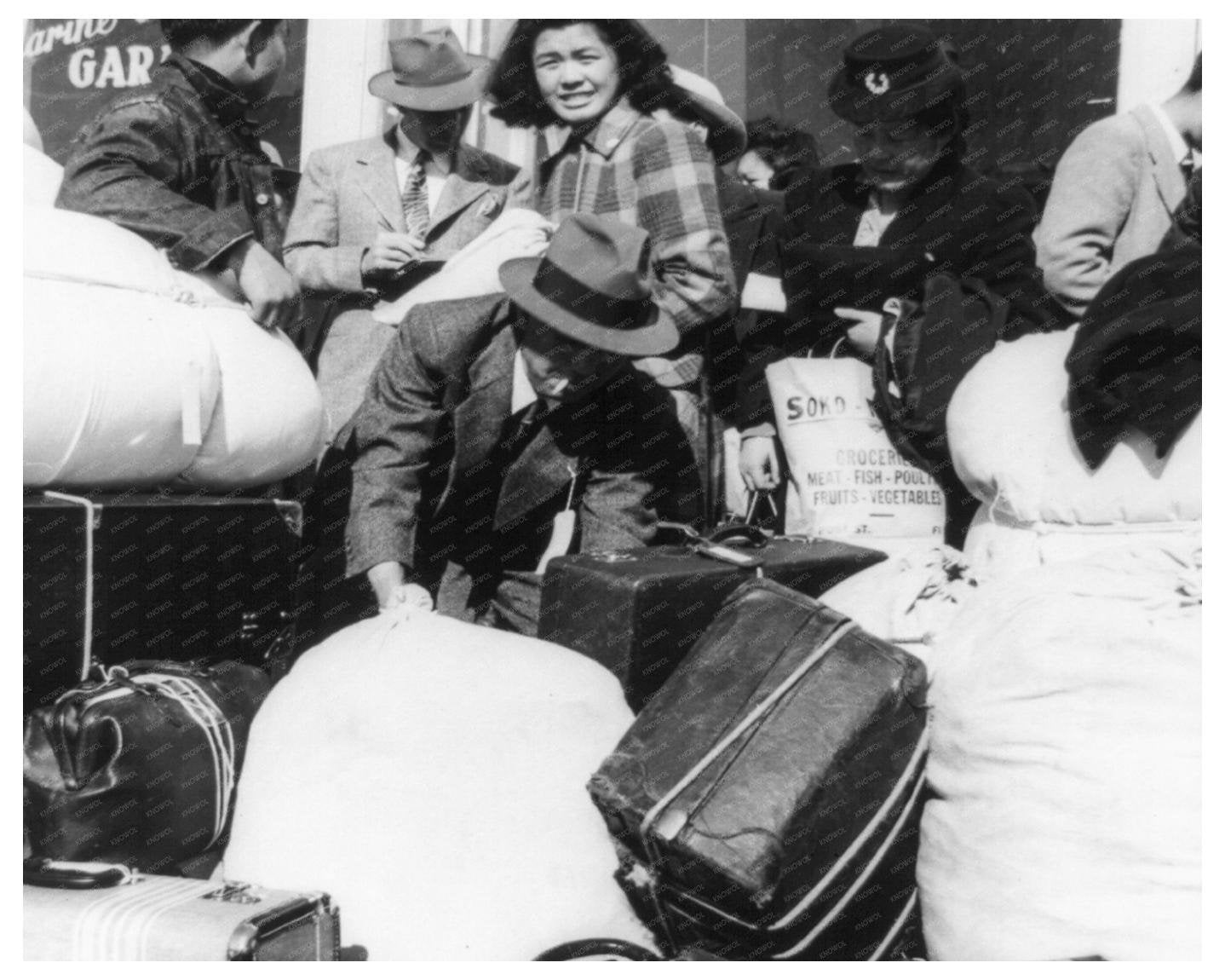 1942 Evacuation of Japanese Americans from San Francisco Vintage Image - Available at KNOWOL