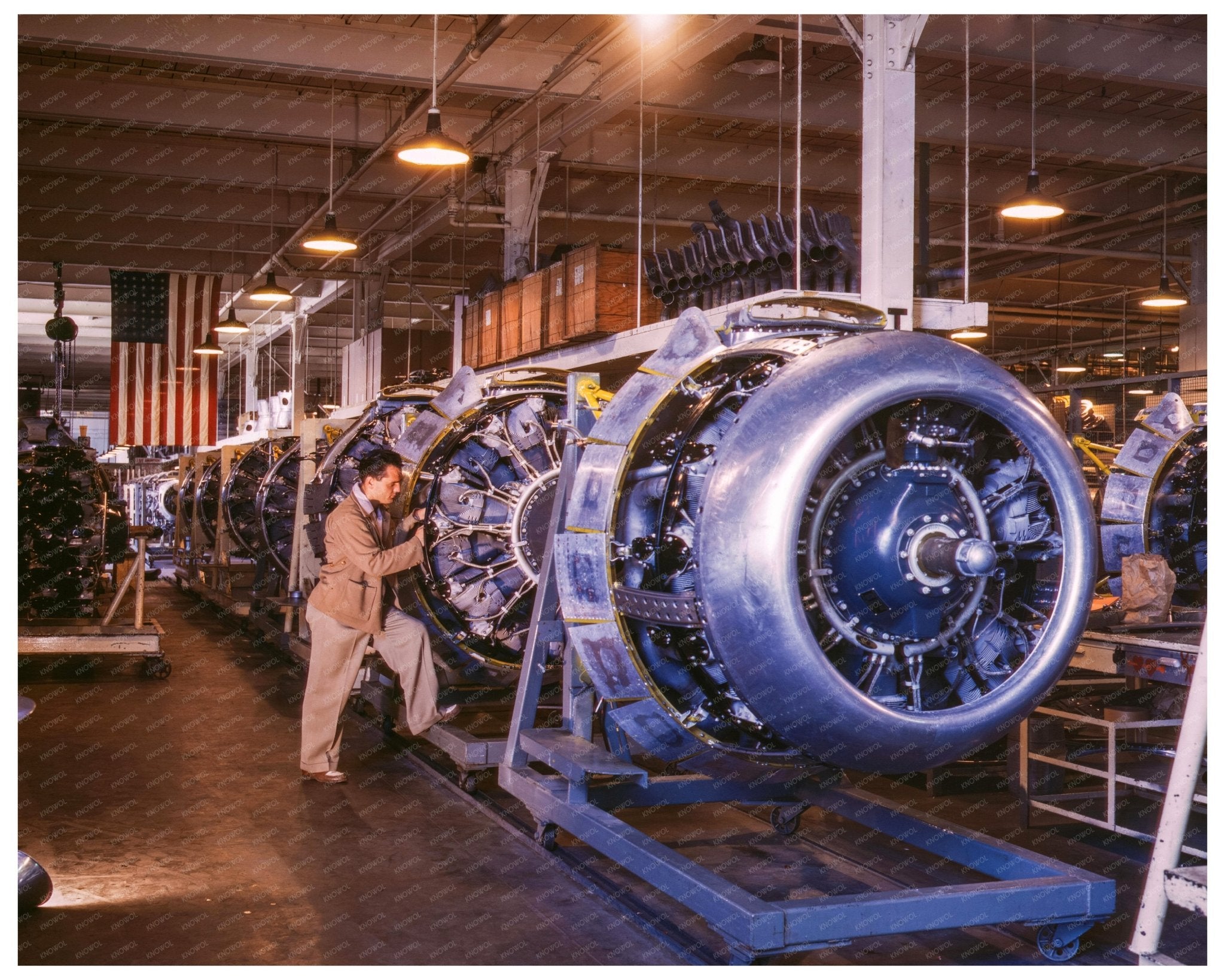 1942 Inglewood Assembly Line for B - 25 Bomber Engines - Available at KNOWOL