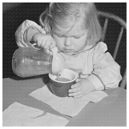 1942 Little Girl Drinking Orange Juice at Nursery School - Available at KNOWOL