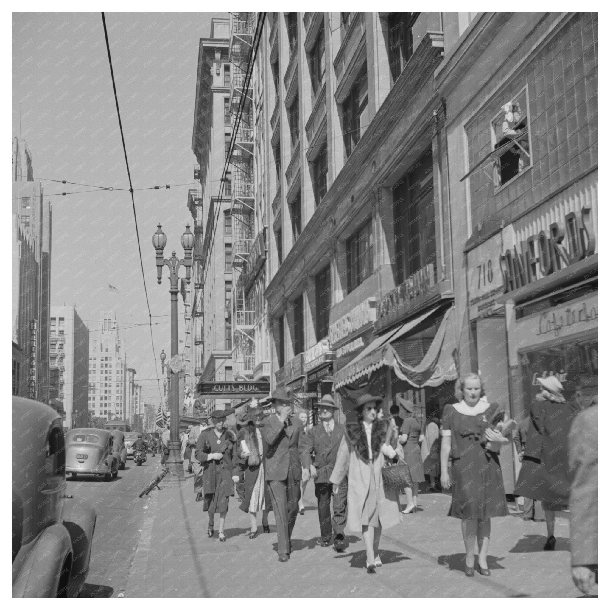 1942 Los Angeles Downtown Street Scene Vintage Photo - Available at KNOWOL