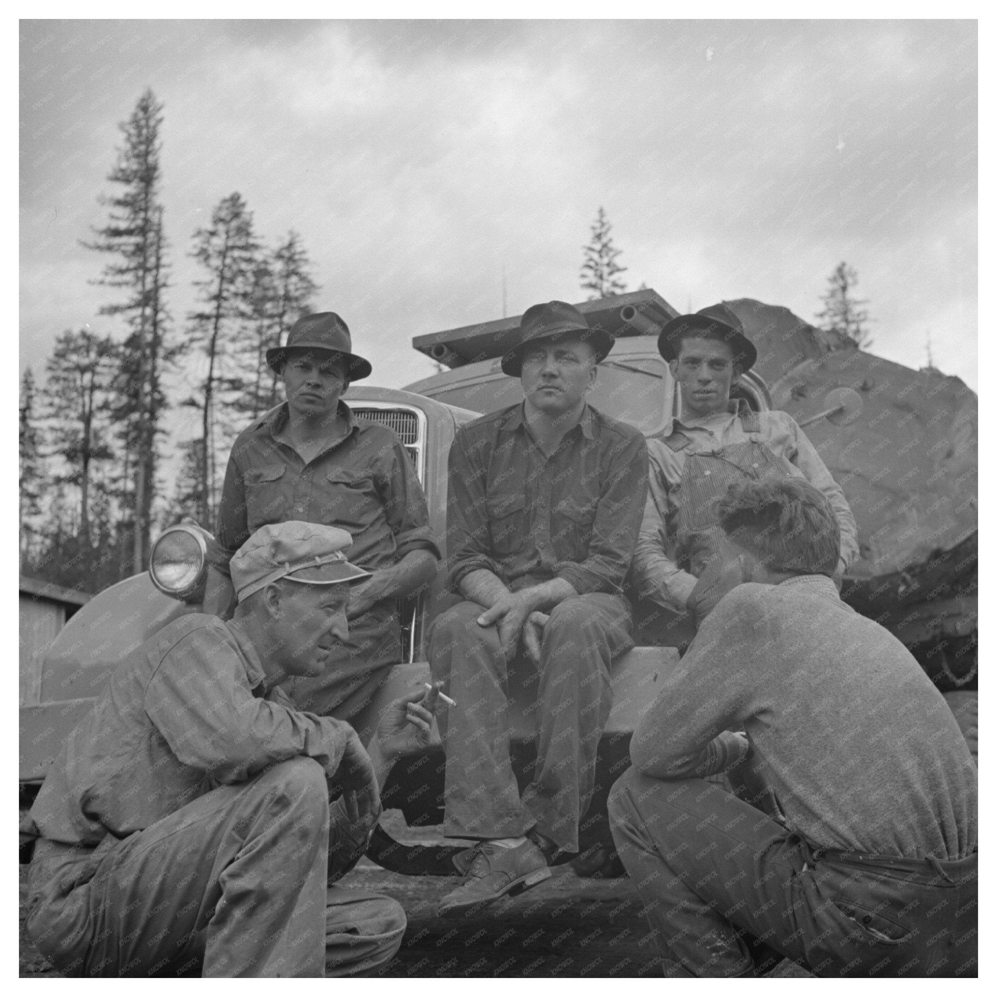 1942 Lumberjacks with Boys in Malheur National Forest Oregon - Available at KNOWOL