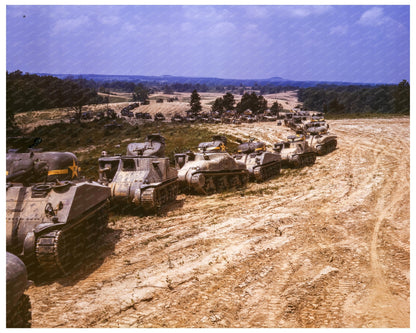 1942 Parade of M - 4 and M - 3 Tanks at Fort Knox Kentucky - Available at KNOWOL