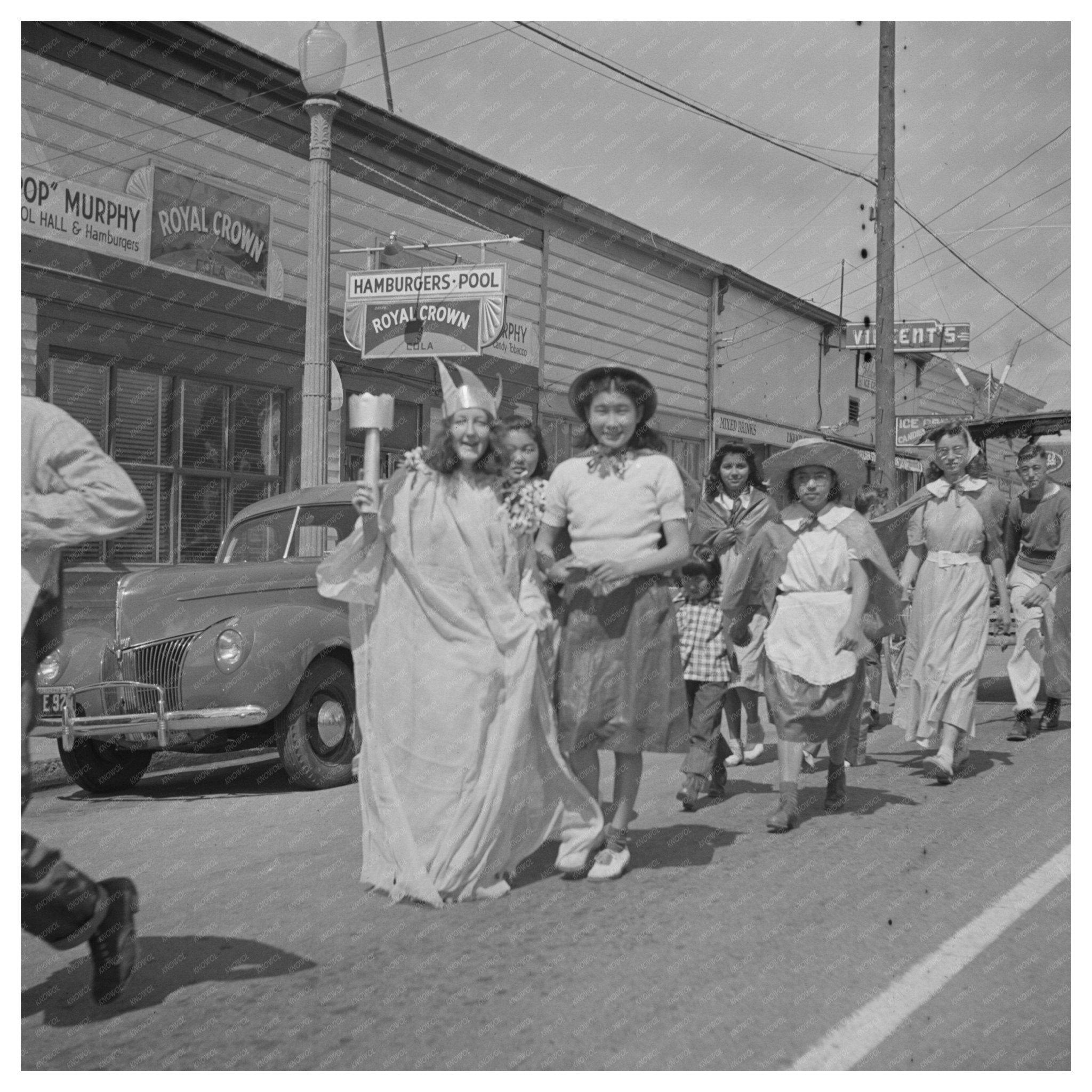 1942 San Juan Bautista Schoolchildren Scrap Metal Parade - Available at KNOWOL