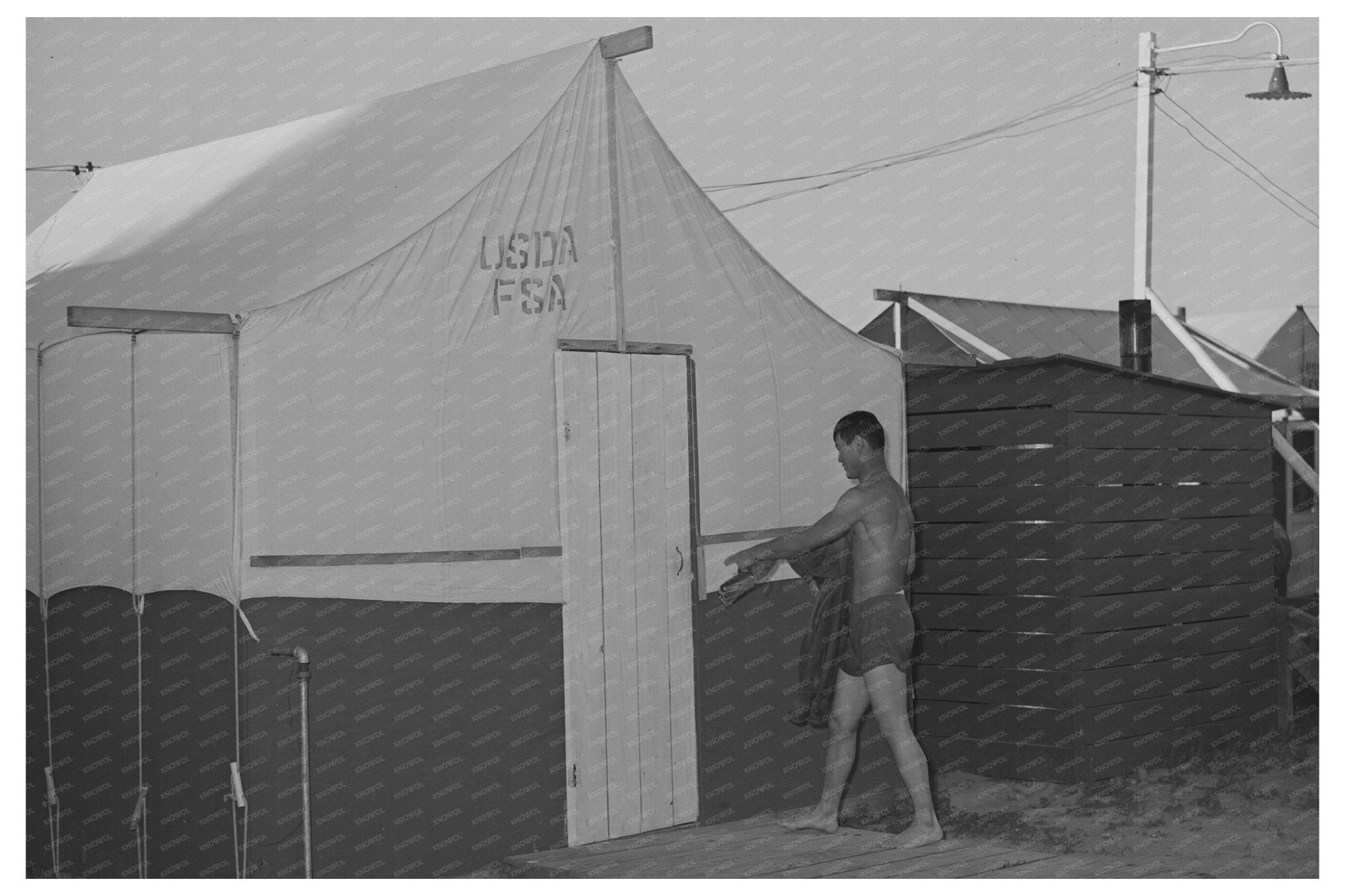 1942 Shower Tent at Mobile Camp for Japanese Americans Idaho - Available at KNOWOL