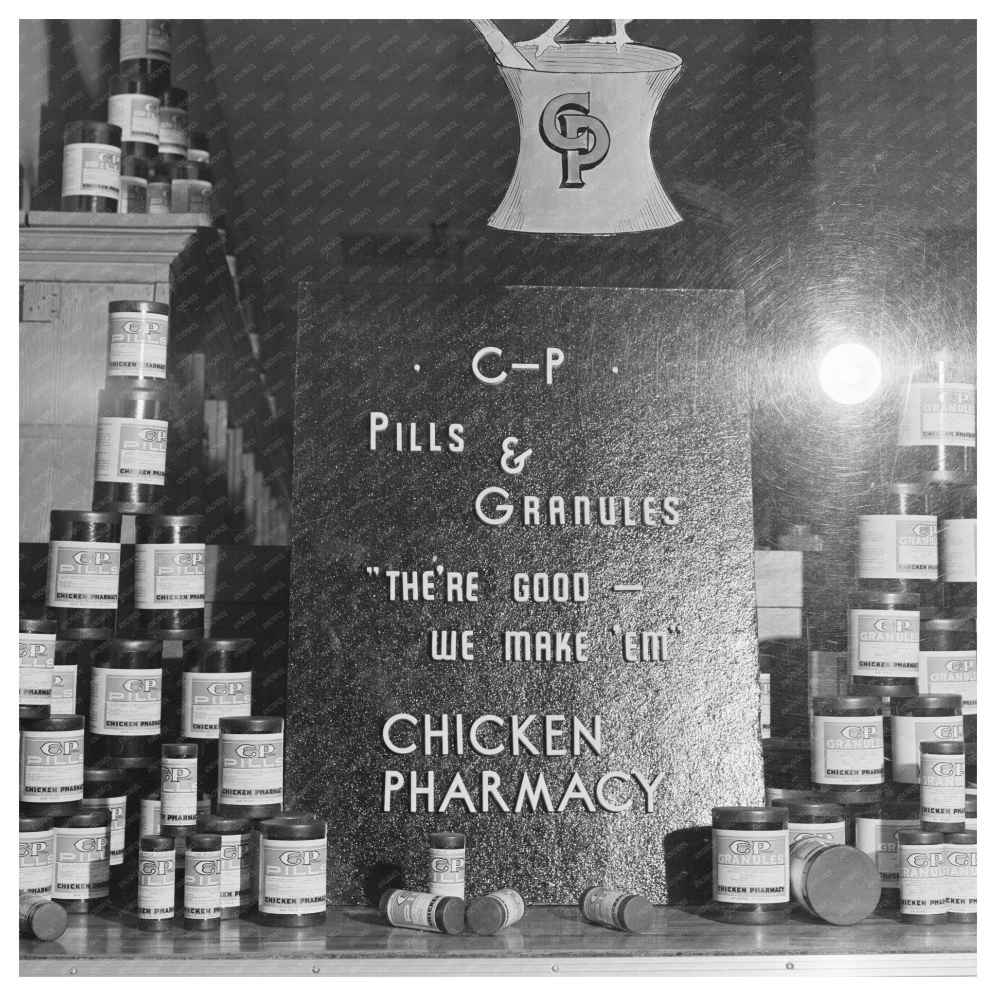 1942 Sign at Chicken Pharmacy in Petaluma California - Available at KNOWOL