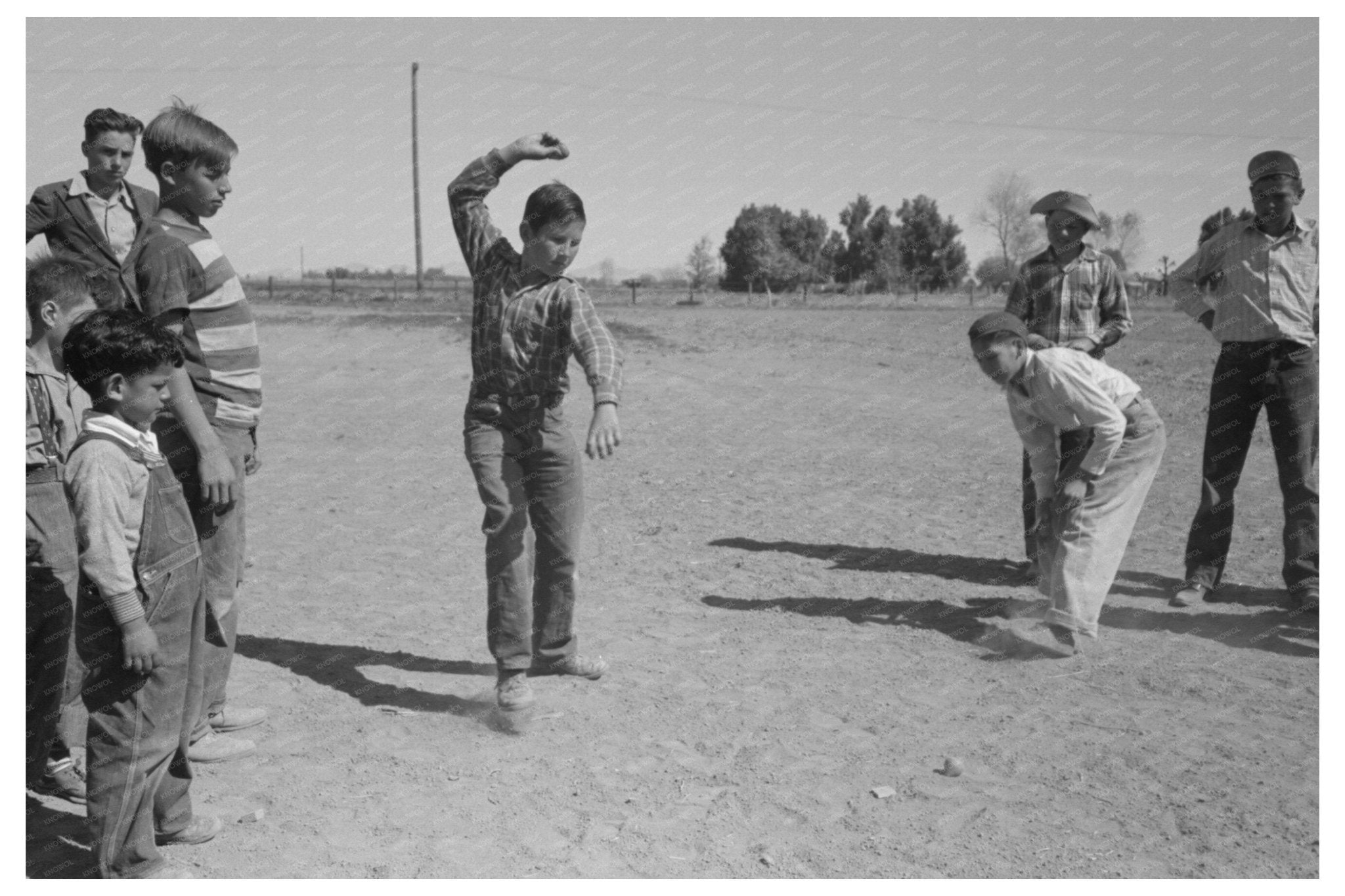 1942 Top Spinning Contest at Farmworkers Field Day Yuma - Available at KNOWOL