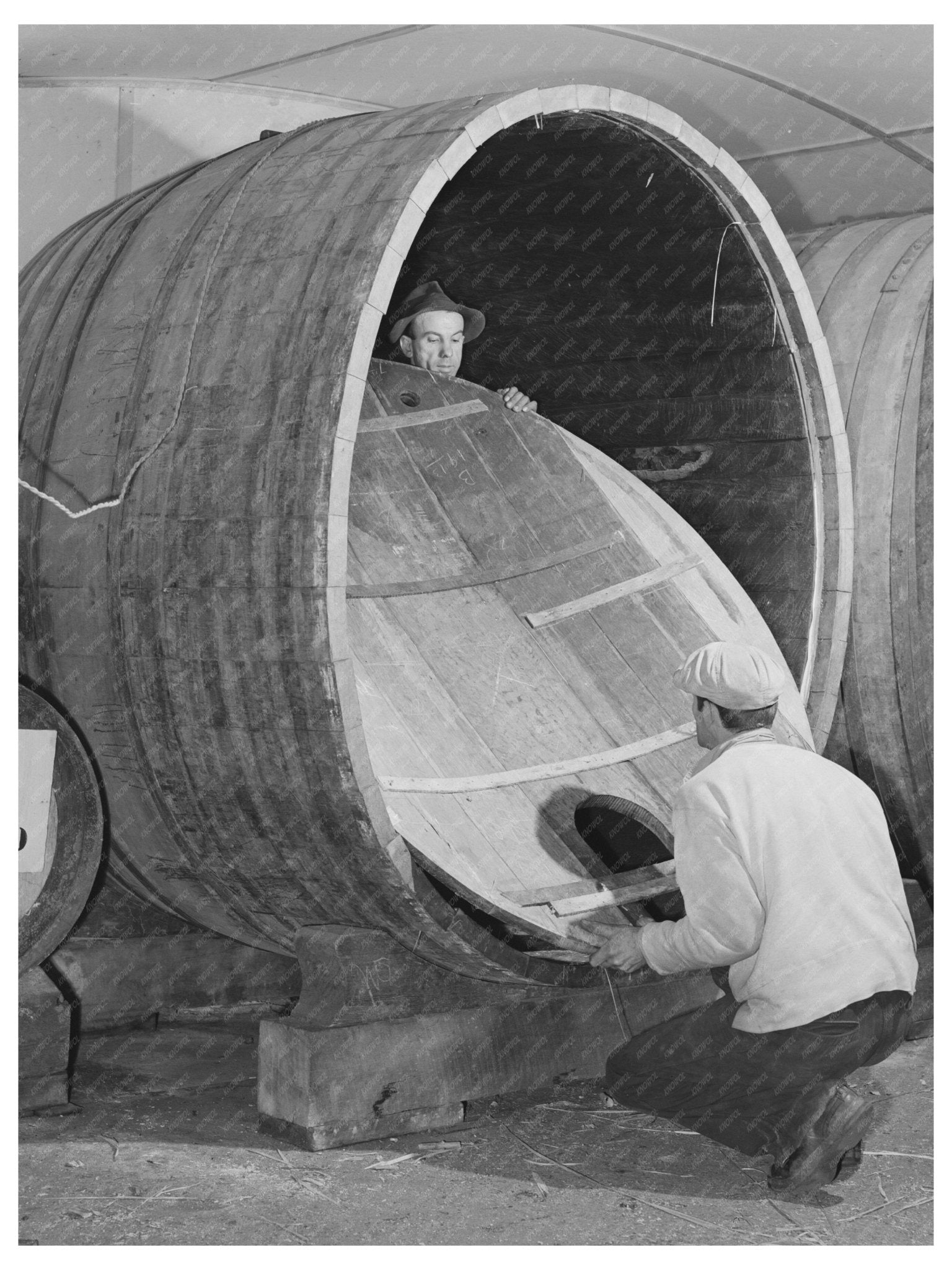 1942 Vintage Image of Coopers Fitting Wine Cask Head - Available at KNOWOL