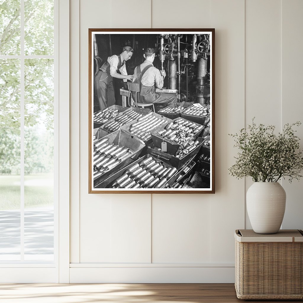 1942 Vintage Photo of Workmen Boring Armor - Piercing Shots - Available at KNOWOL