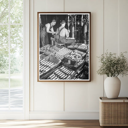1942 Vintage Photo of Workmen Boring Armor - Piercing Shots - Available at KNOWOL