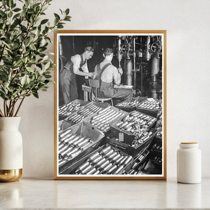 1942 Vintage Photo of Workmen Boring Armor - Piercing Shots - Available at KNOWOL