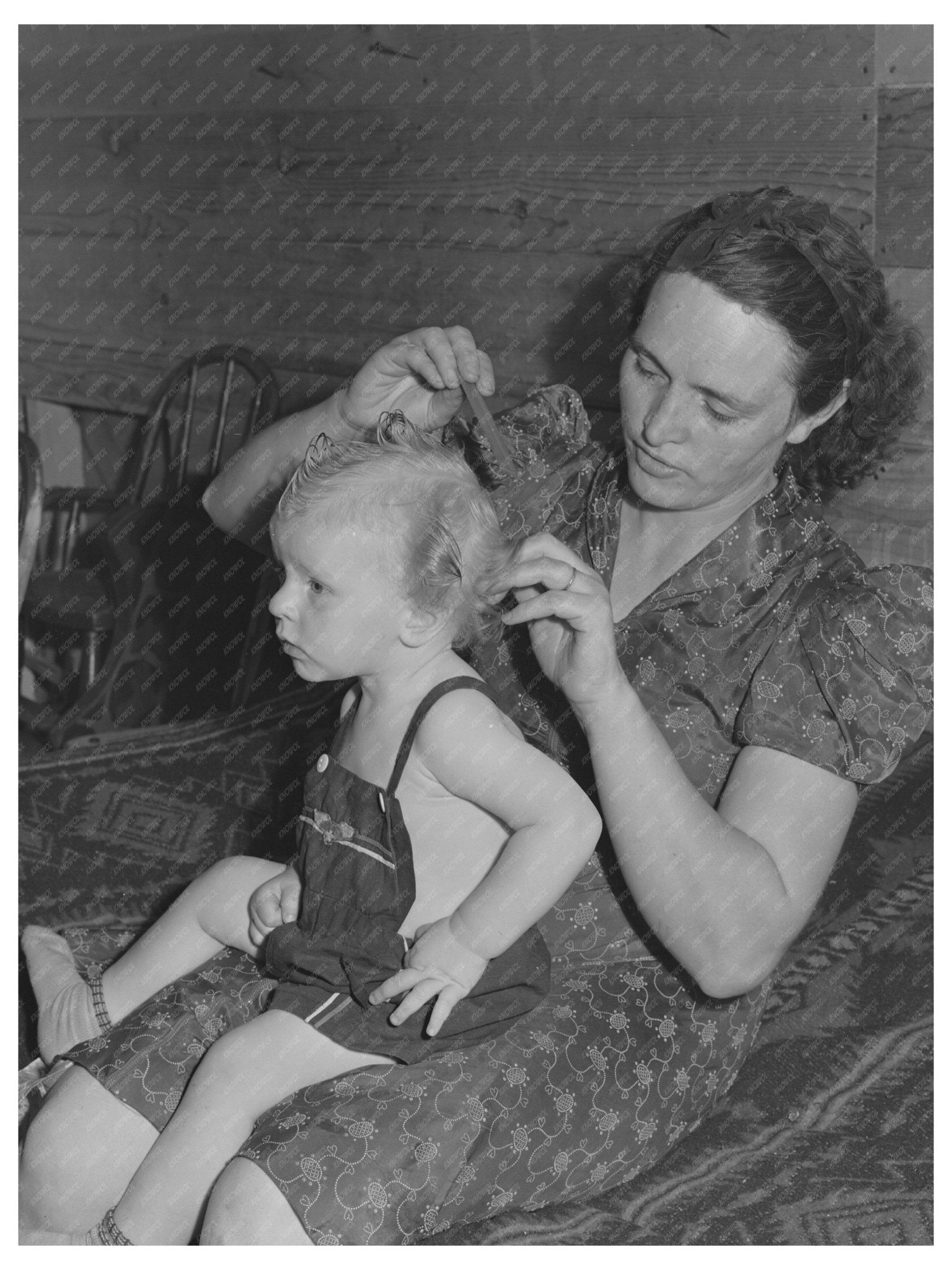 1942 Woman and Son in Ola Idaho Farm Cooperative Image - Available at KNOWOL