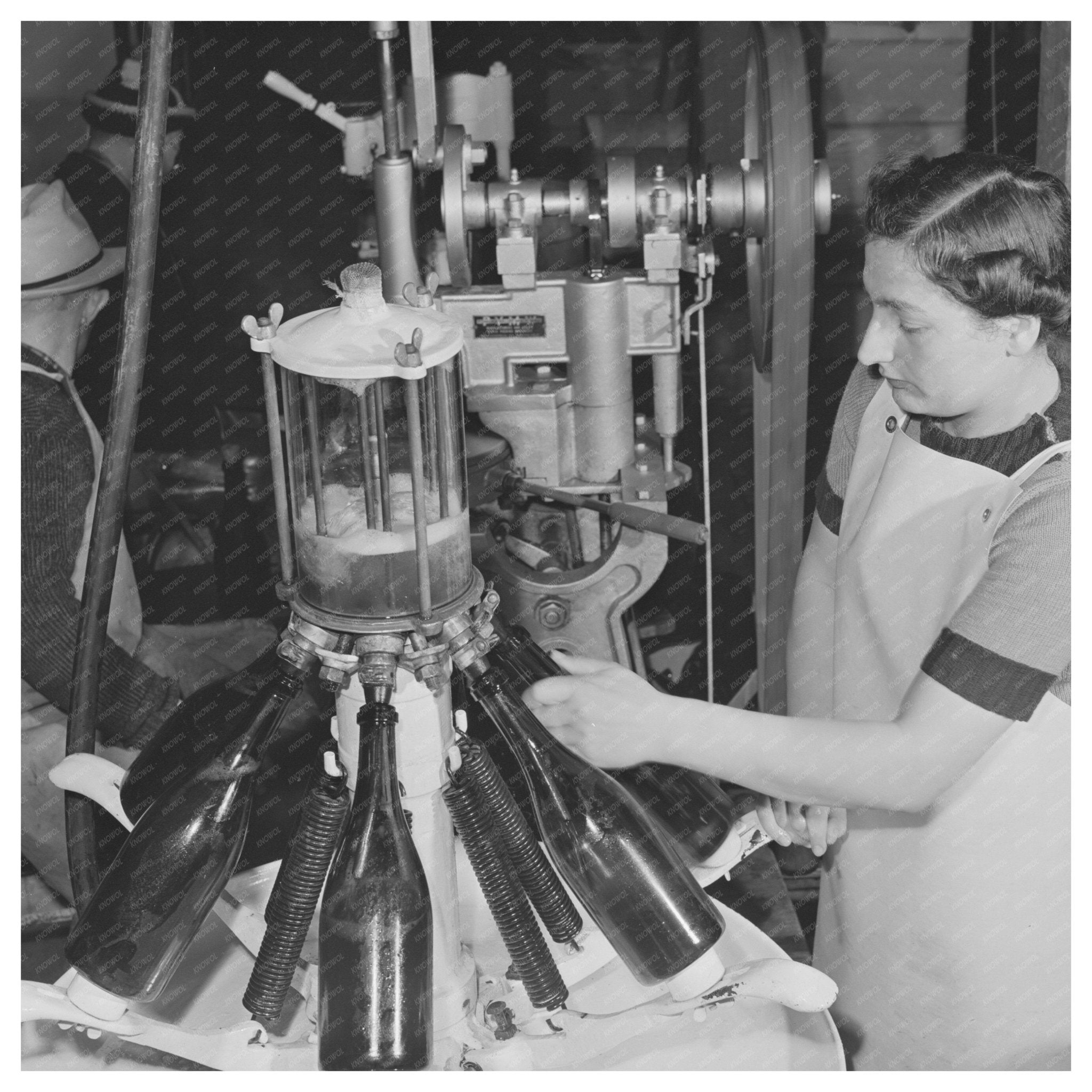 1942 Workers Filling Champagne Bottles in Sonoma County - Available at KNOWOL