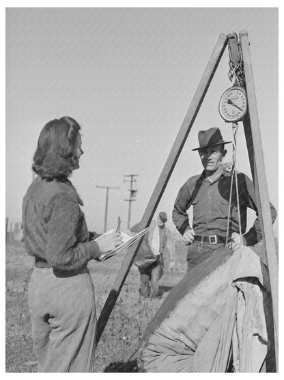 1942 Workers Weighing Cotton in Tulare County California - Available at KNOWOL