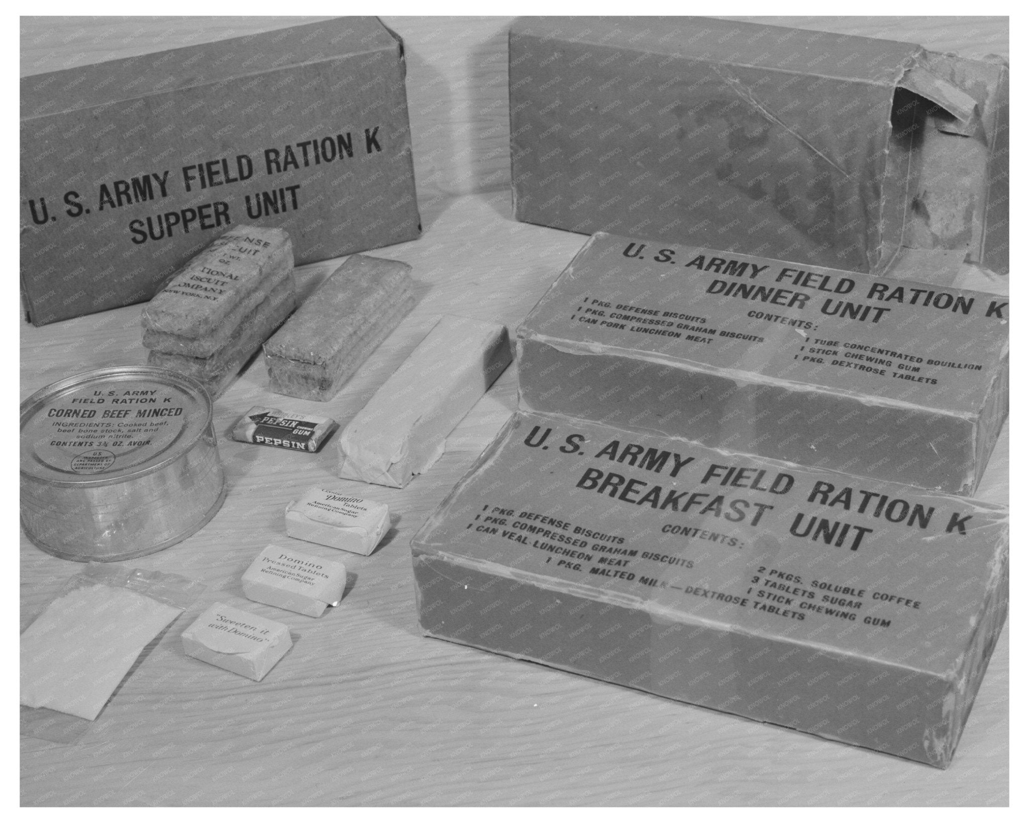 1943 U.S. Army K Ration Meal Pack Research Laboratory Image - Available at KNOWOL