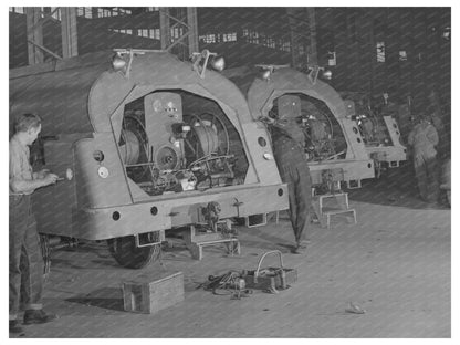 1943 War Production Workers Assembling Gasoline Tanks - Available at KNOWOL