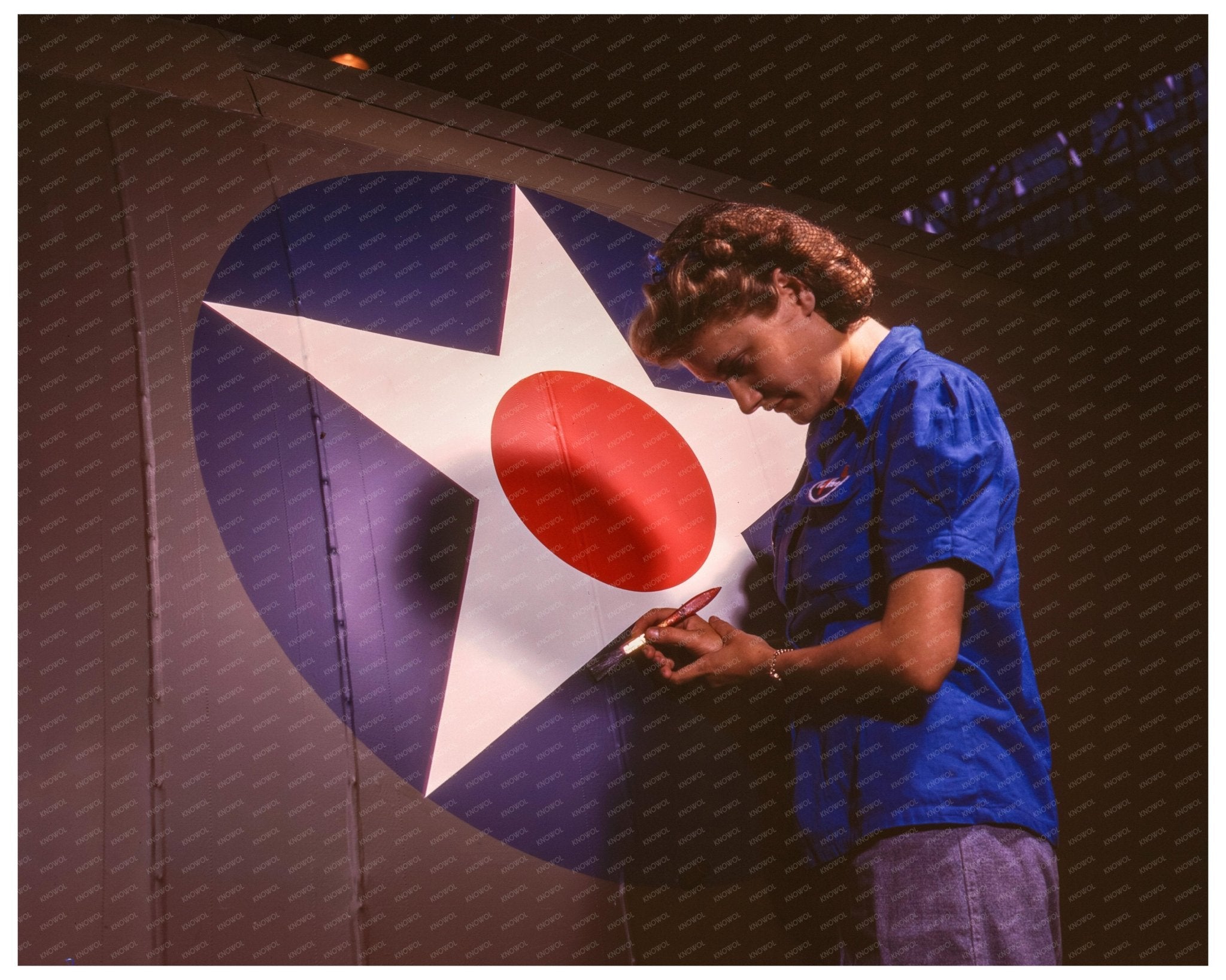 1943 Woman Worker Inspects Vengeance Dive Bomber Insignia - Available at KNOWOL