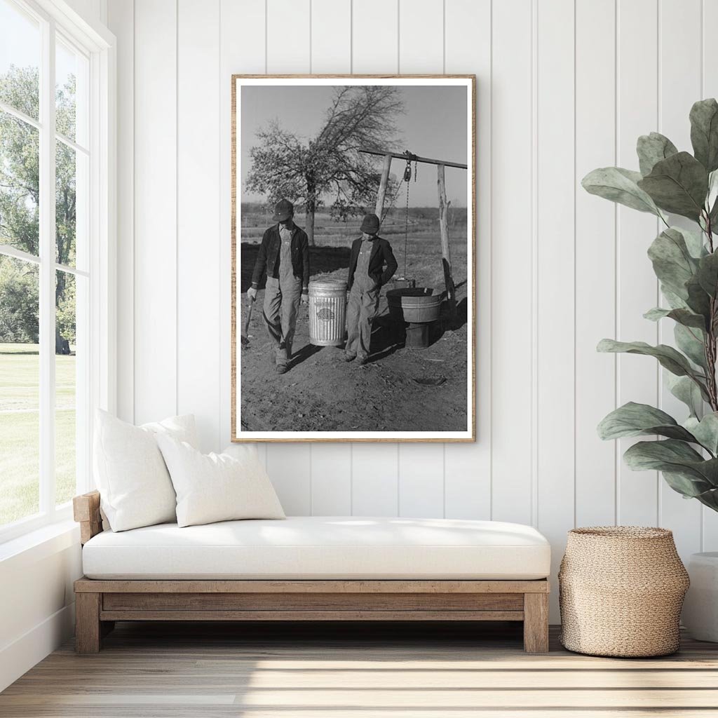 1944 Black and White Photo of Boy with Mash in Oklahoma - Available at KNOWOL