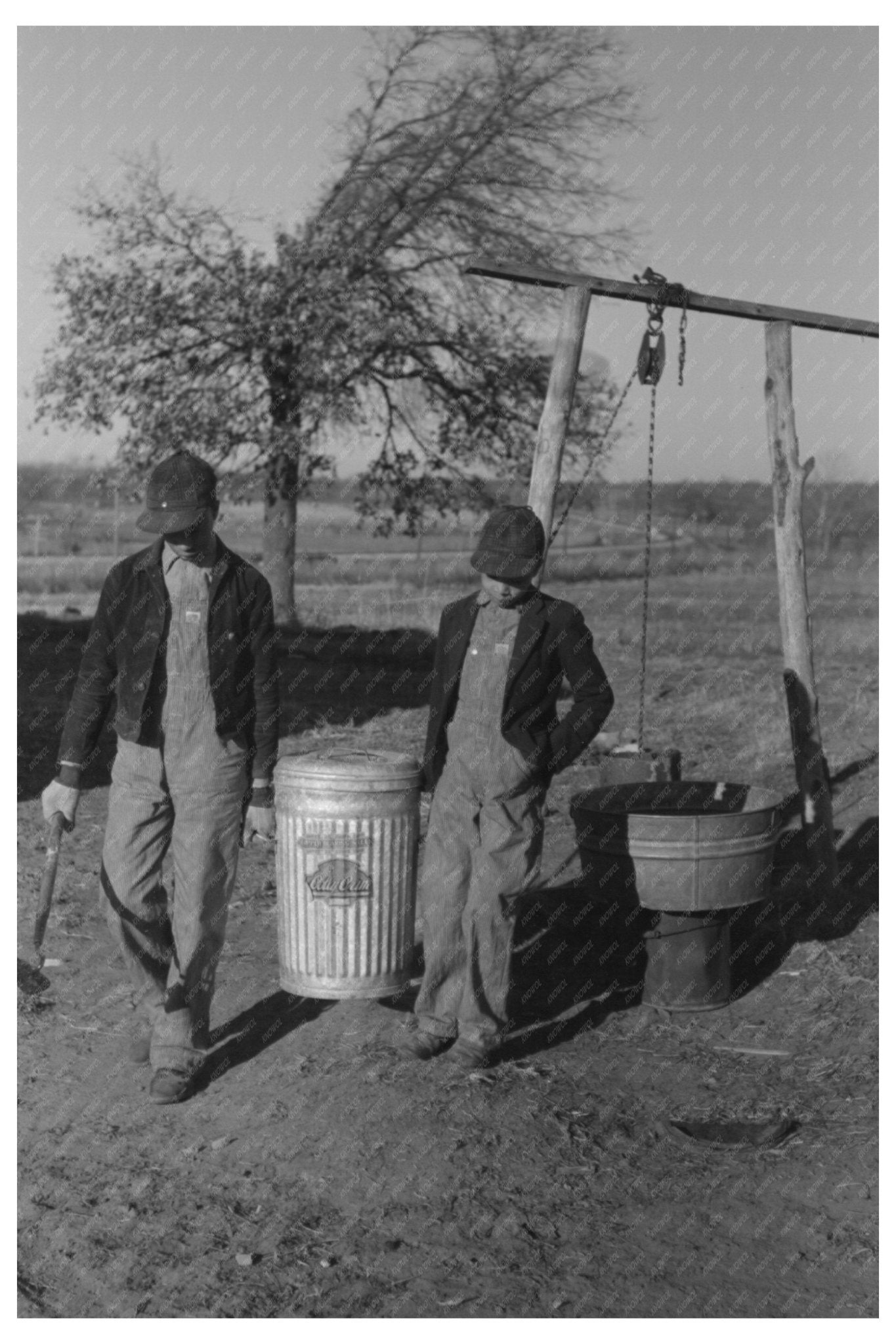 1944 Black and White Photo of Boy with Mash in Oklahoma - Available at KNOWOL