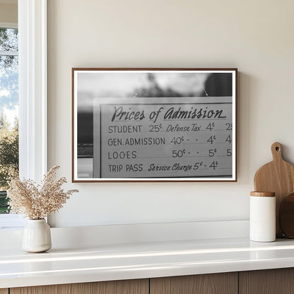 1944 Redding California Movie Show Price Schedule Sign - Available at KNOWOL