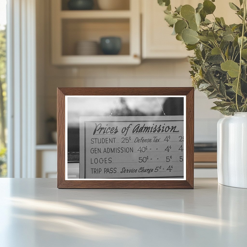 1944 Redding California Movie Show Price Schedule Sign - Available at KNOWOL