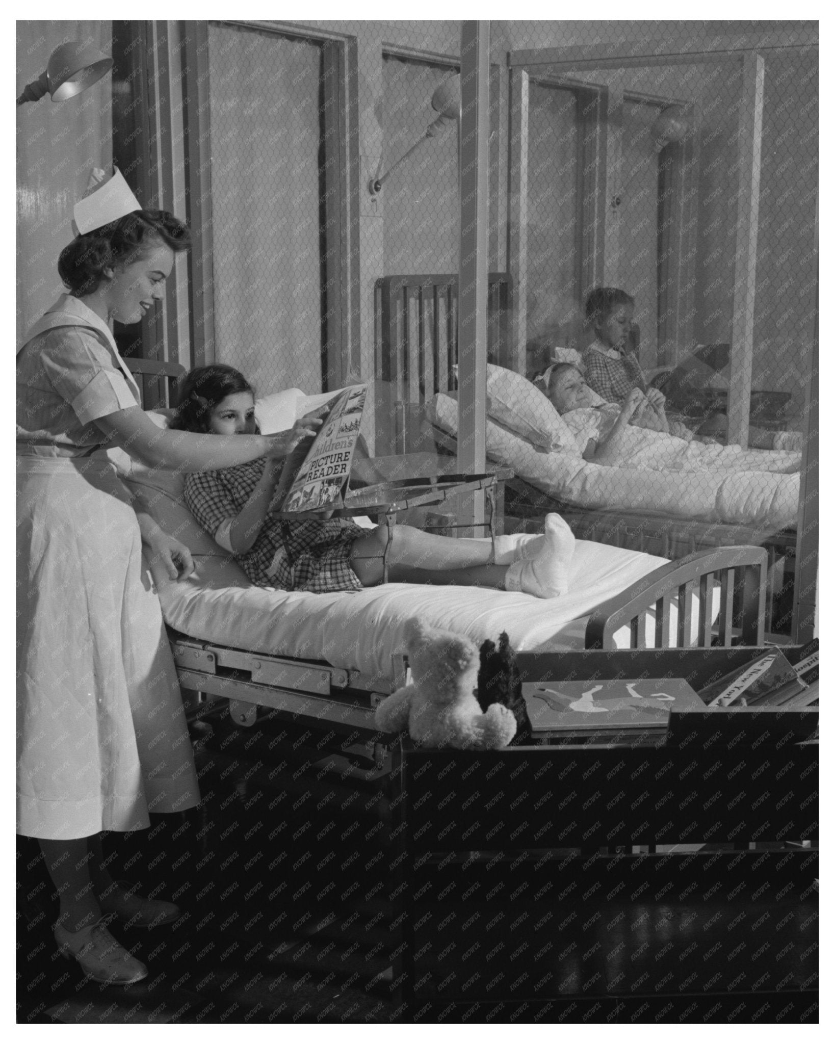 1947 Vintage Nurse with Children in Convalescent Ward - Available at KNOWOL