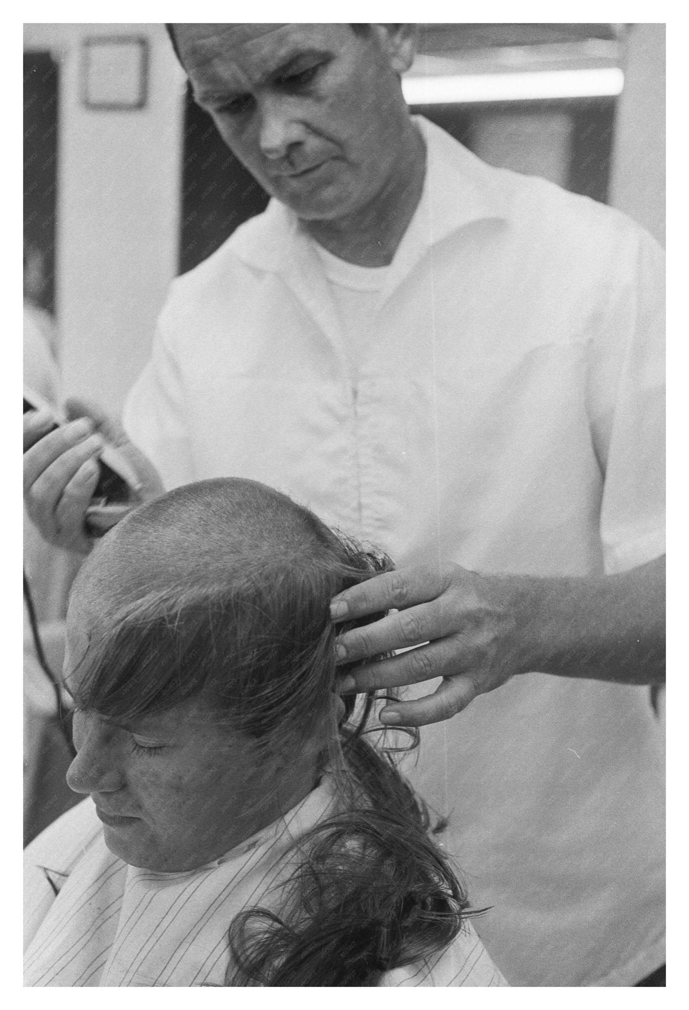 1967 U.S. Army Draft Recruit Getting Haircut Vintage Photo - Available at KNOWOL