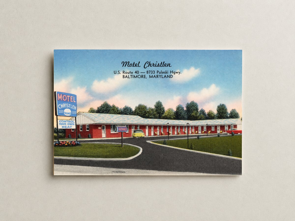 Motel Christlen, U. S. Route 40 -- 8733 Pulaski Hgwy., Baltimore, Maryland — Vintage Maryland Postcard