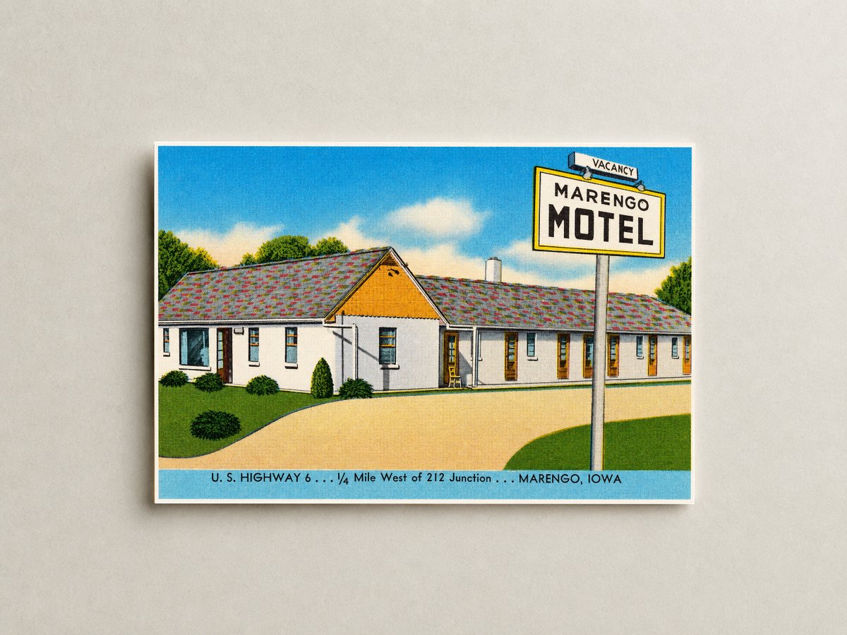 Marengo, IA: Marengo Motel, U. S. Highway 6...  1/4 mile west of 212 Junction... Marengo