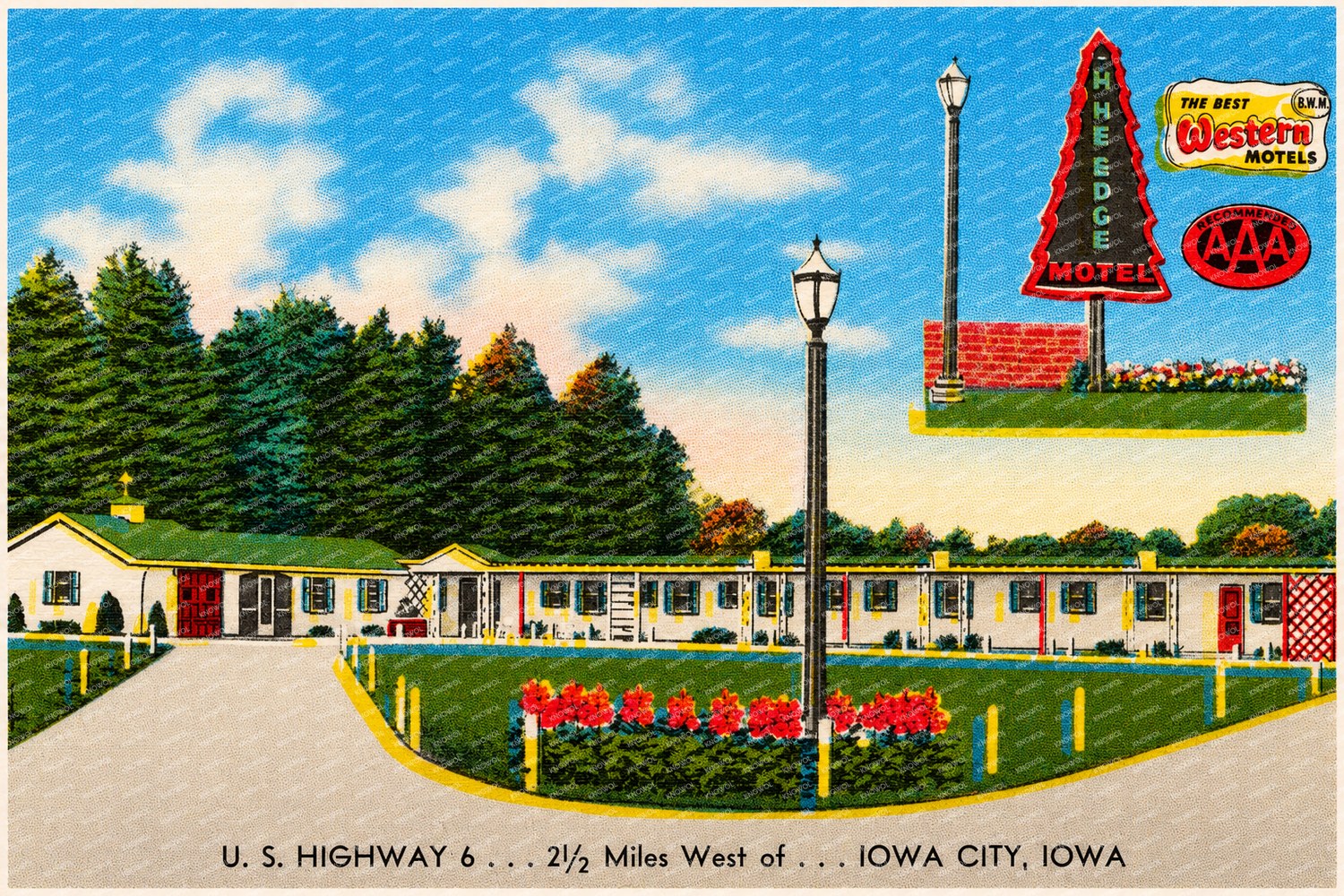 Iowa City, IA: Pine Edge Motel, U. S. Highway 6... 2 1/2 miles west of... Iowa City