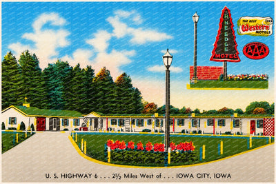 Iowa City, IA: Pine Edge Motel, U. S. Highway 6... 2 1/2 miles west of... Iowa City