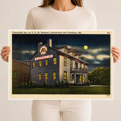 Clarysville Inn, on U. S. 40, between Cumberland and Frostburg, MD — Vintage Maryland Postcard