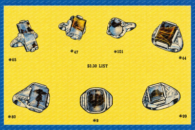 Lemmon, SD: These rings are made of Sterling Silver hand cast, hand engraved and Rhodium plated, R. M. Horr, manufacturer of Native Stone Jewelry