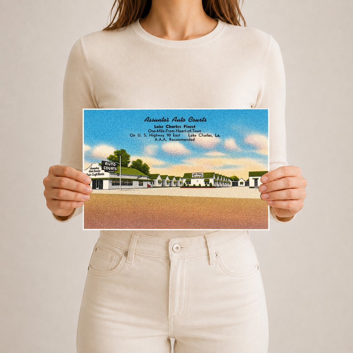 Lake Charles, LA: Assunto's Auto Courts, Lake Charles finest, one-mile-from-heart-of-town, on U. S. Highway 90 East