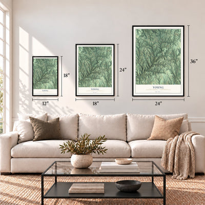 Young, Indiana County, Pennsylvania map in 12 x 18, 18 x 24 and 24 x 36 inch sizes above a sofa