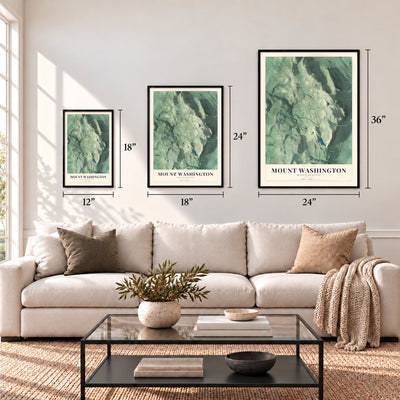 Mount Washington, Massachusetts map in 12 x 18, 18 x 24 and 24 x 36 inch sizes above a sofa