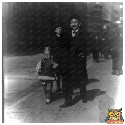 1900s Chinatown: Father and Son Strolling Together