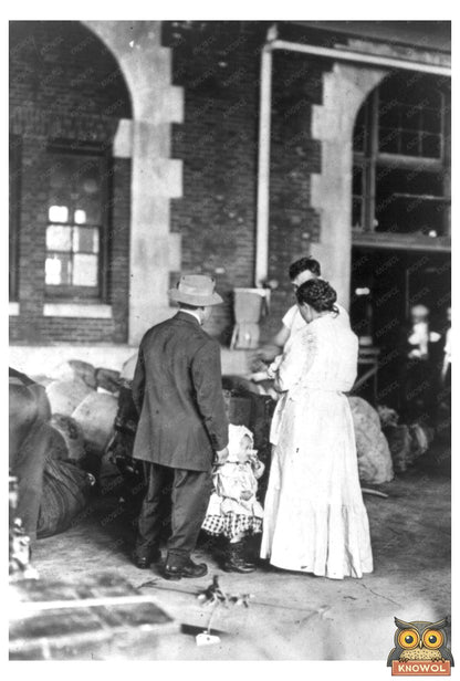 Heartfelt Arrival: Immigrant Family at Ellis Island, 1917