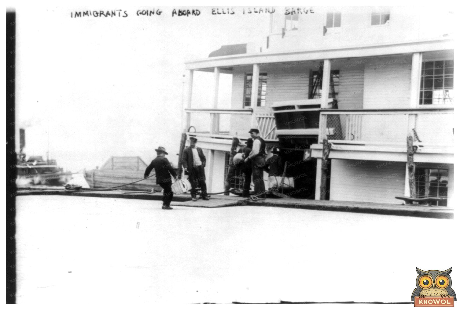 Hopeful Immigrants Board Barge at Ellis Island, 1911