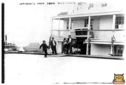 Hopeful Immigrants Board Barge at Ellis Island, 1911