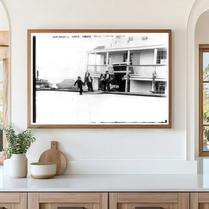 Hopeful Immigrants Board Barge at Ellis Island, 1911