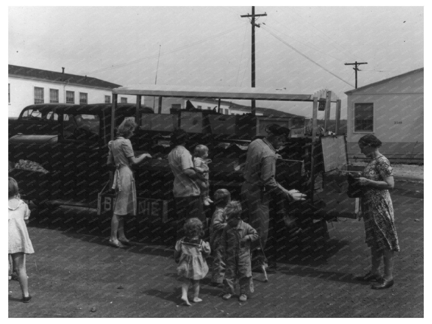 Women Buying Produce from Mobile Vendor San Diego 1942