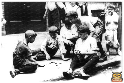 Street Life: Boys Engrossed in Checkers, NYC 1908-1915