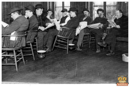 1908 Bowery Lodging House Reading Room Scene